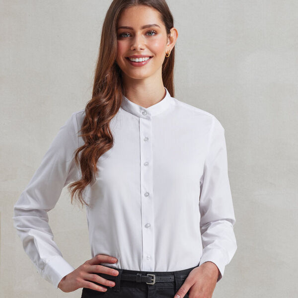 Women's banded collar 'grandad' shirt Thumbnail