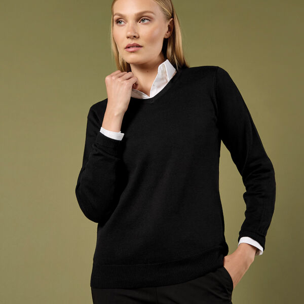 Kustom Kit Ladies Arundel Cotton Acrylic V Neck Sweater Thumbnail