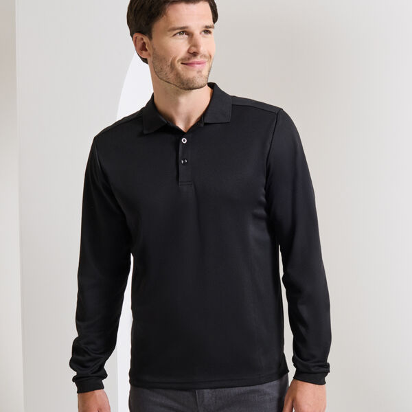 Premier Long Sleeve Coolchecker® Piqué Polo Shirt Thumbnail